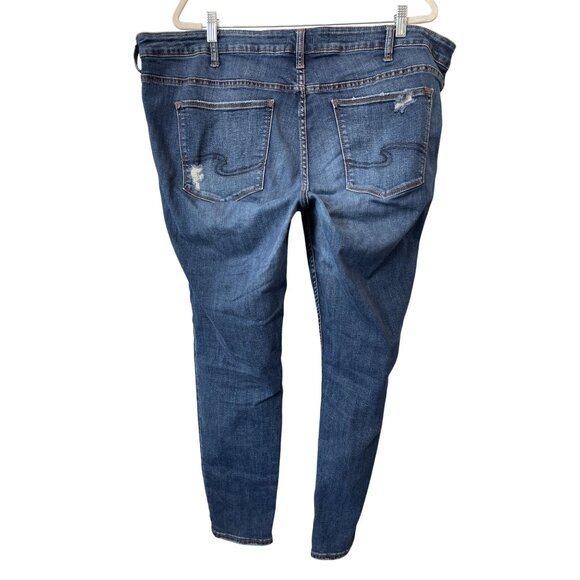 Silver Jeans Co Plus Size 20 Elyse Skinny Distressed Blue Denim Mid Rise Stretch - Picture 2 of 7